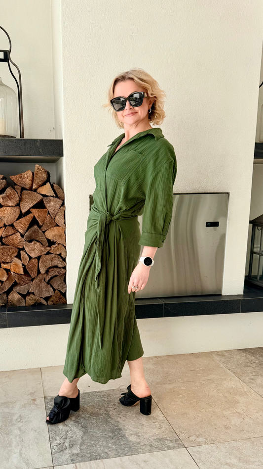 KETZ-KE Green Wrap Midi Dress, Size 14