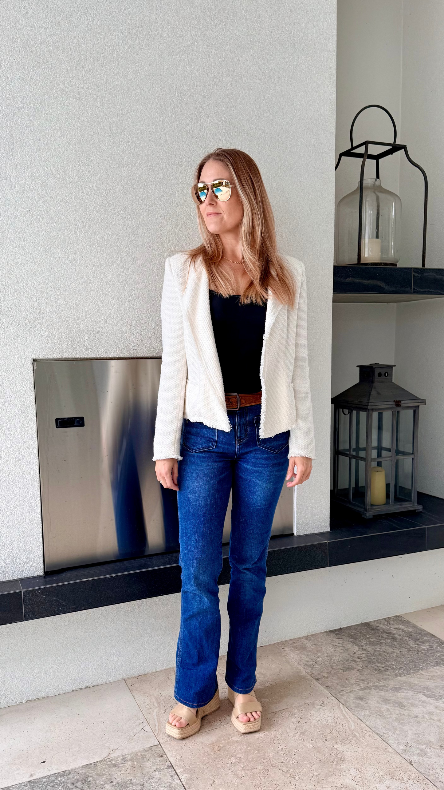 MANGO White Cropped Jacket, Fits S-M