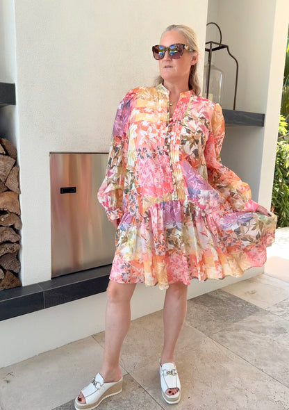 PORTMANS Knee Length Floral Linen Blend Dress - (New With Tags 179.99)