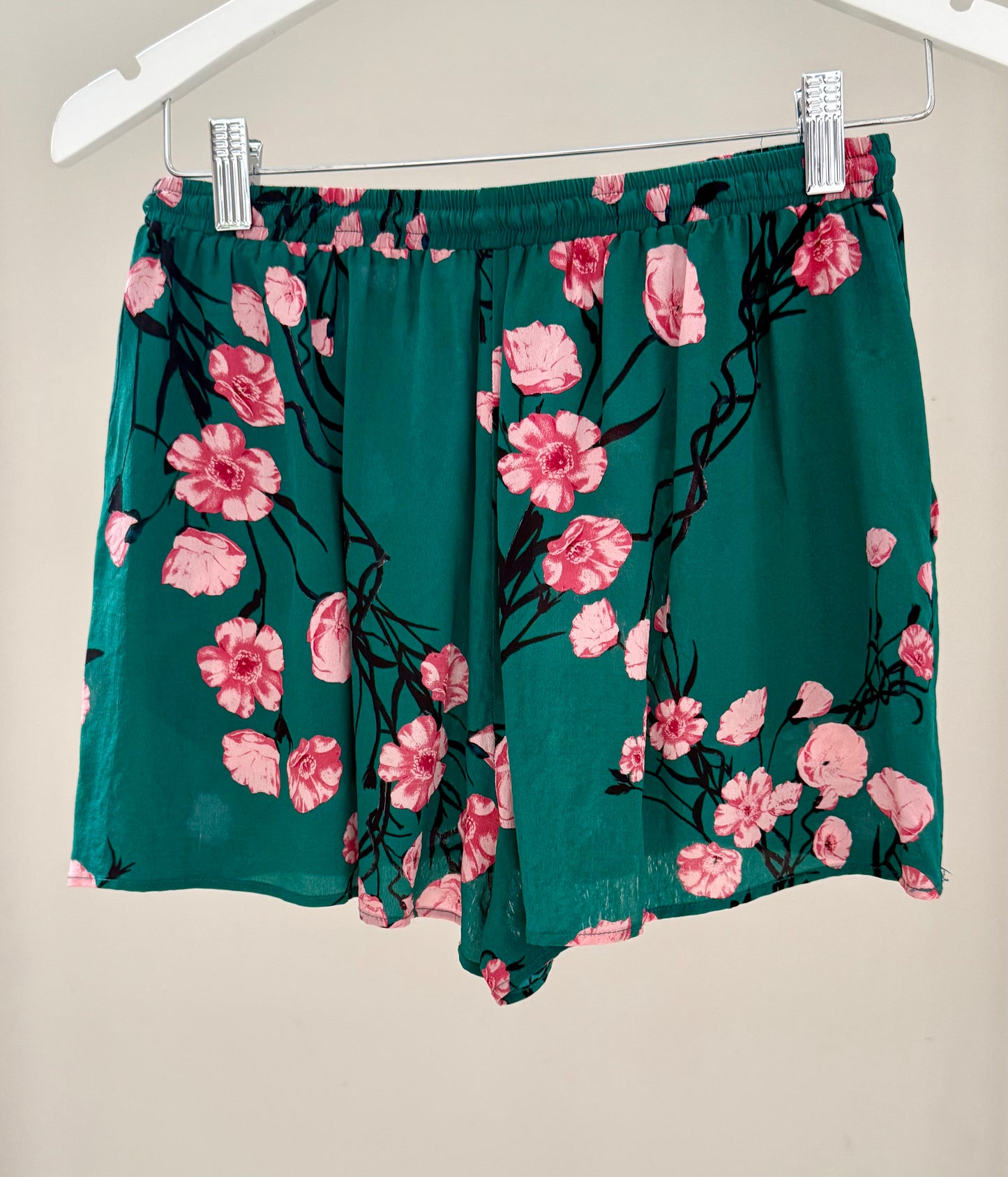 RUBY Green Floral Silk Shorts