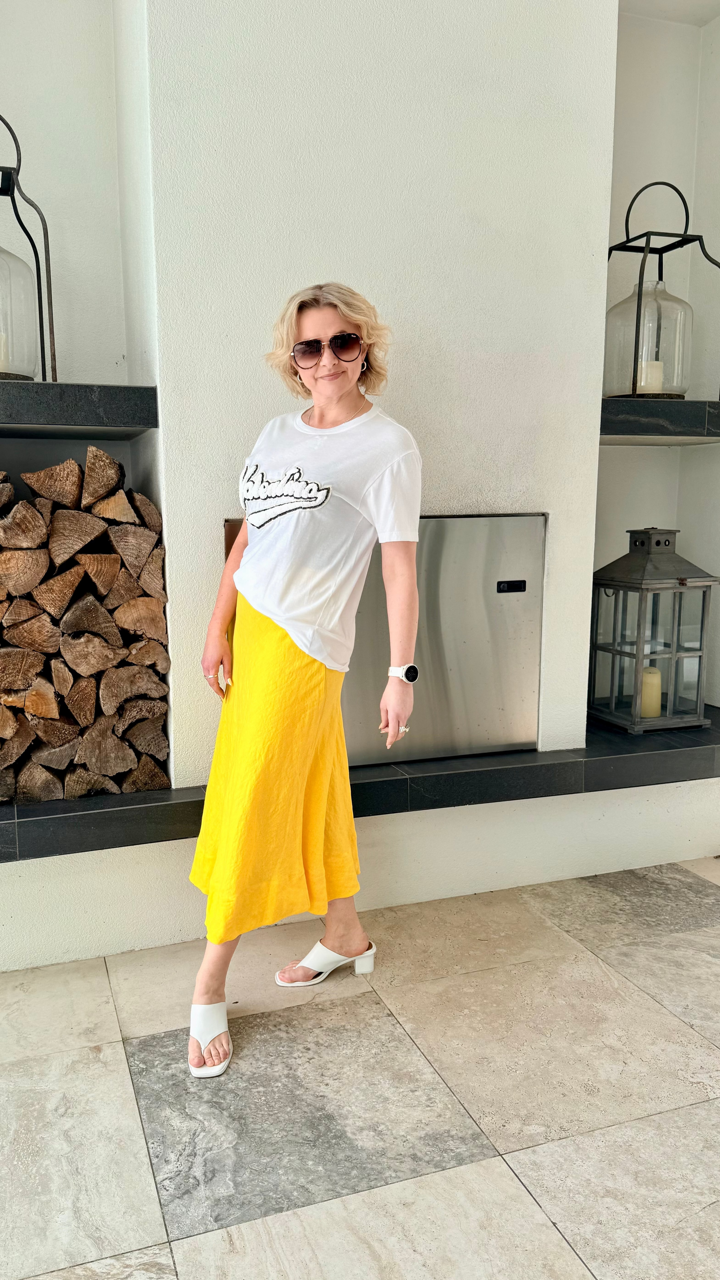 SEED Yellow Linen Blend Maxi Skirt, Size 8