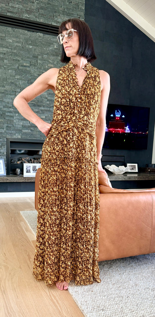 SHONA JOY Brown Floral Maxi Dress