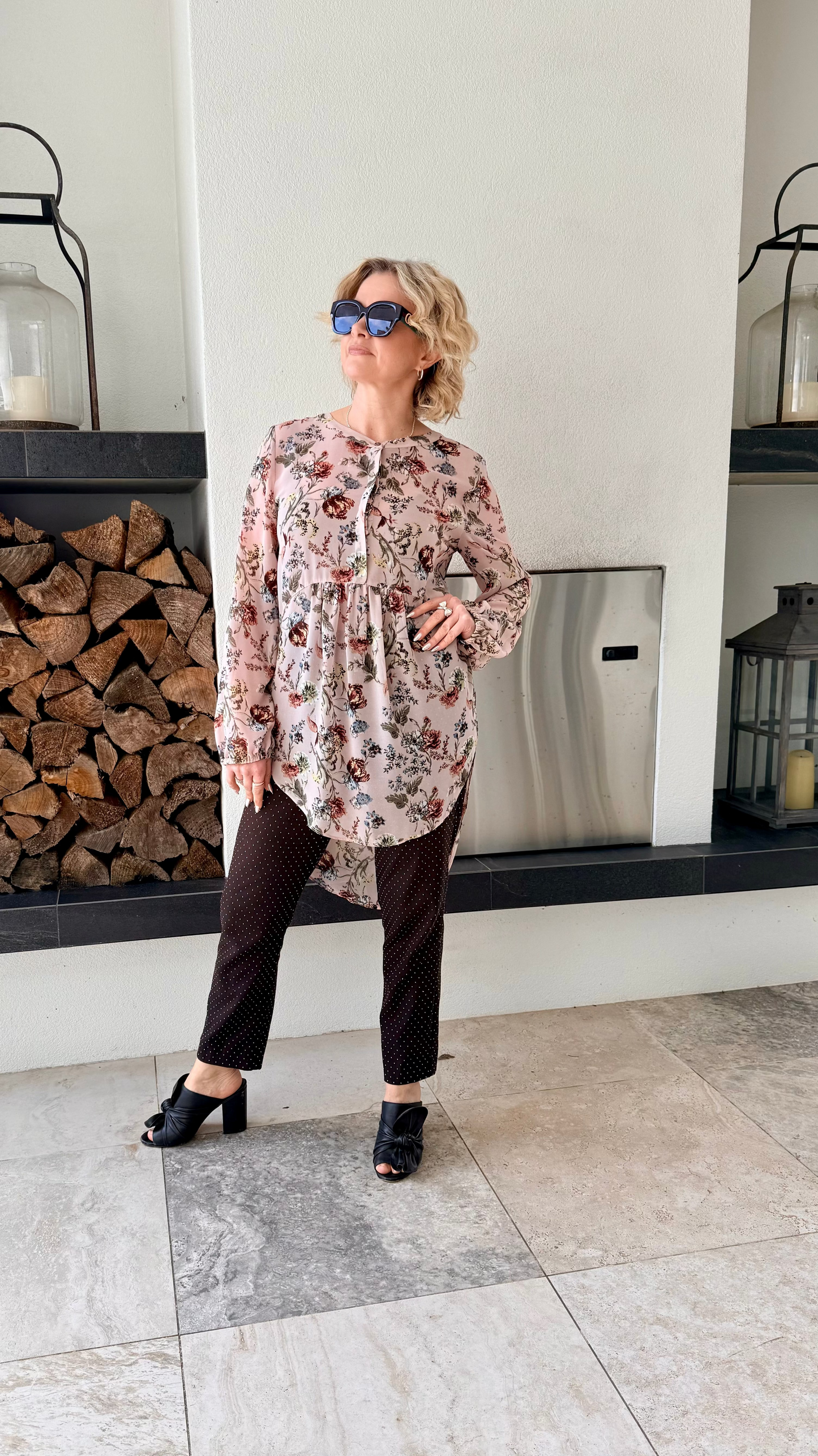 STITCH MINISTRY Pink Floral Long Top (Size 8)