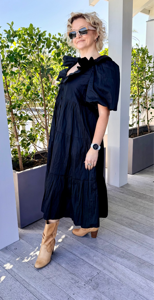 TOPSHOP Black Midi Dress