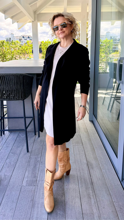 WHISTLE Midi Length Black Over Coat