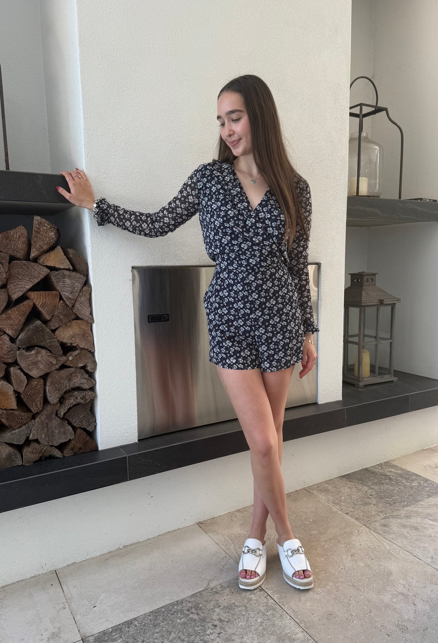 RUBY Blue Floral Playsuit