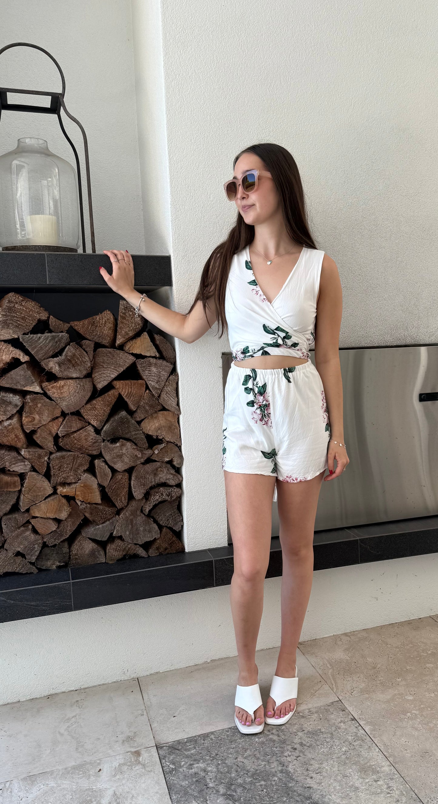 RUBY White Floral Mini Playsuit