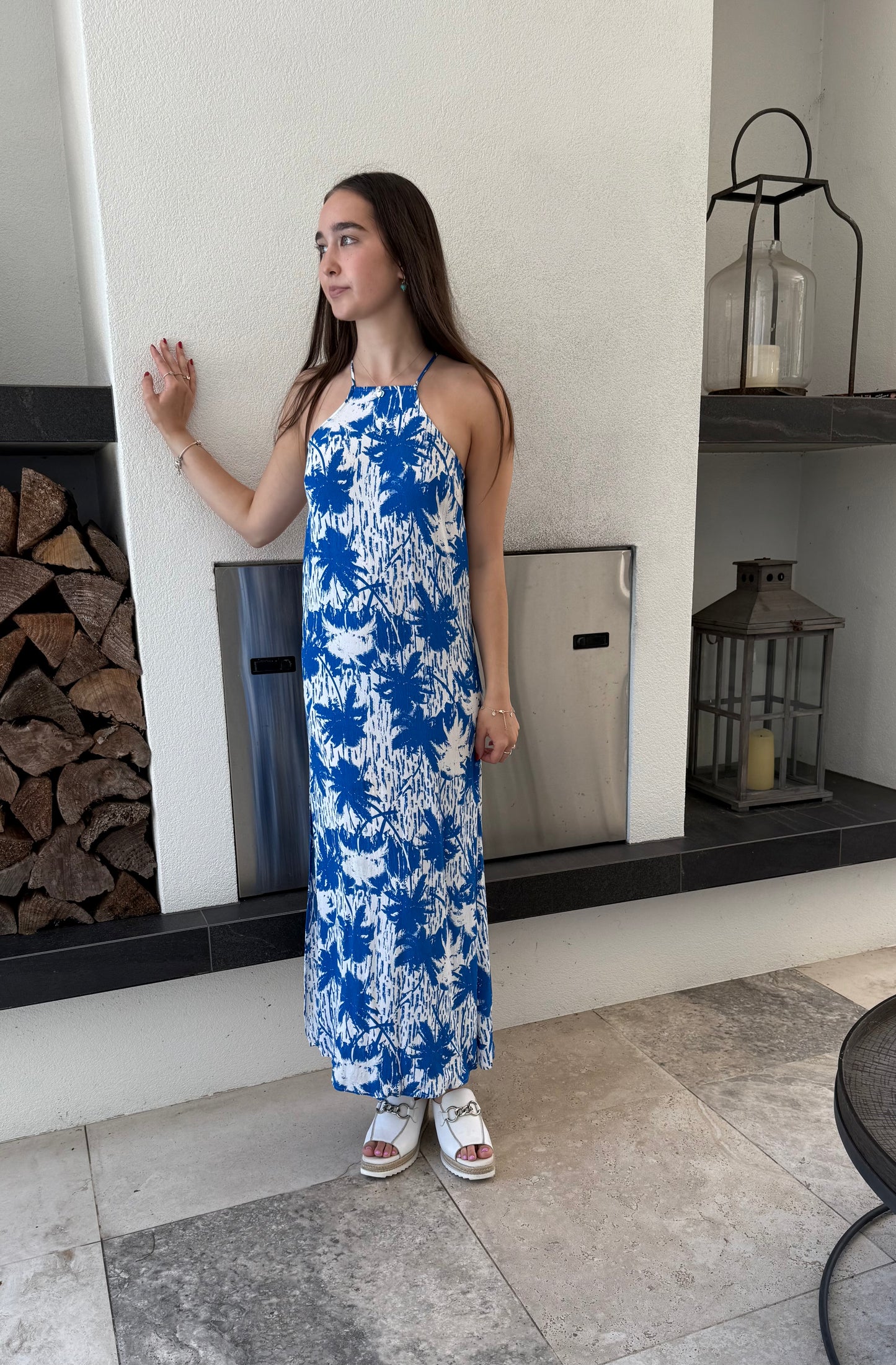 WITCHERY Blue/White Maxi Dress
